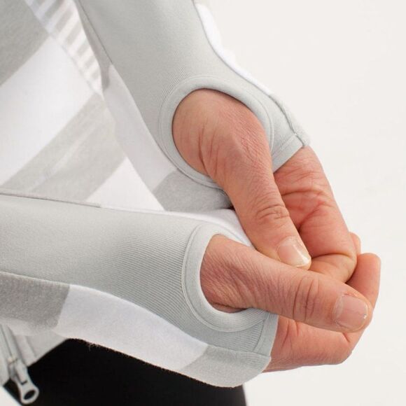 Lululemon In Stride Jacket Brushed White Silver Spoon Wide Bold Multi Stripe - Picture 3 of 12